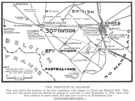 Map of 30th Division in Belgium